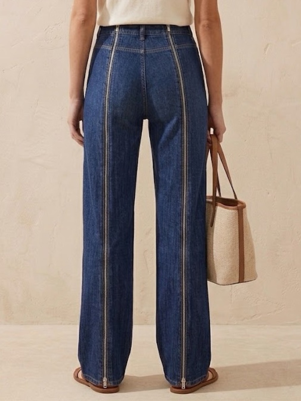 Kulson Women Italy Full Back Zippers Jeans 40 Covent Garden Straight Leg Indigo